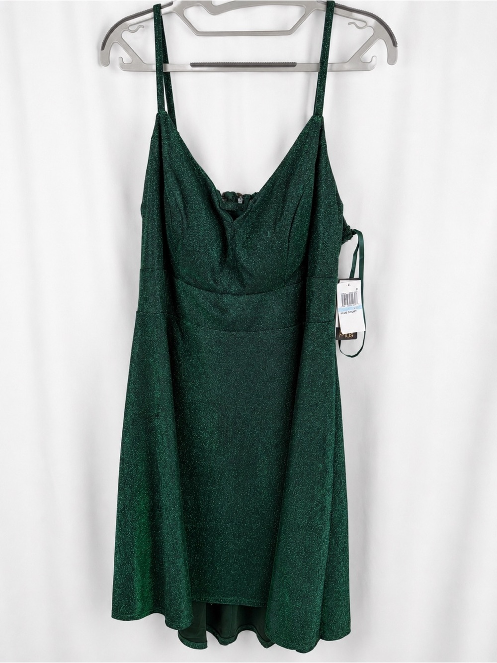 City Studio Hunter Green Shimmer Fit & Flare Dress | Plus Size 20W Short | NWT